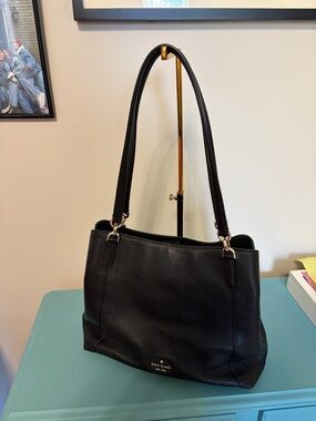 kate spade Black Pebbled Leather Shoulder Tote with Double Straps